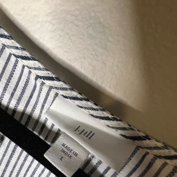 J Jill striped blouse with floral sleeve accents - Picture 3 of 5